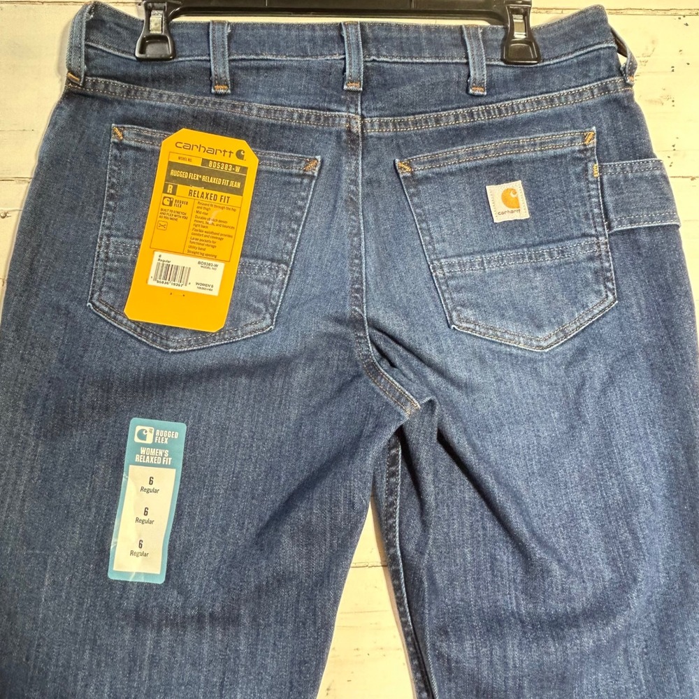 Carhartt Rugged Flex Relaxed Fit‎ Straight Leg Jeans BD5383-W Blue Womens 6 Reg